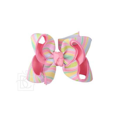 Stripe Pastel Hair Bow on Alligator Clip | Beyond Creation