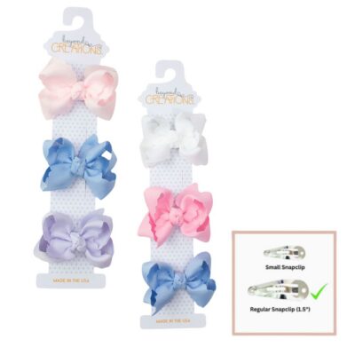 3" Small Scalloped Bows on Snap Clip (Set of 3) | Beyond Creation