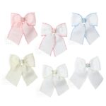 3.5" Mini Emily Hair Bow with Flower Embellishment on Alligator Clip