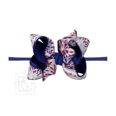 1/4" Pantyhose Nylon Headband W/ 4.5" Large Starburst Firework Hair Bow | Beyond Creation