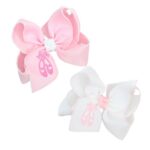 Embroidered Ballet Shoes Crochet Edge Hair Bow
