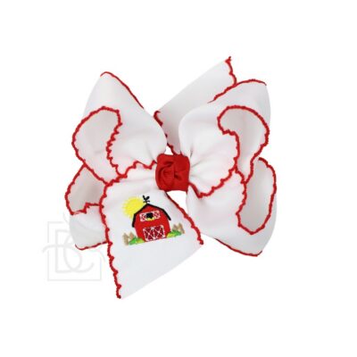 Embroidered Barn Crochet Edge Hair Bow | Beyond Creation