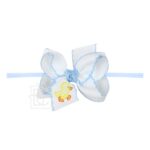 1/4" Pantyhose Headband w/ Embroidered Chick Crochet Edge Hair Bow