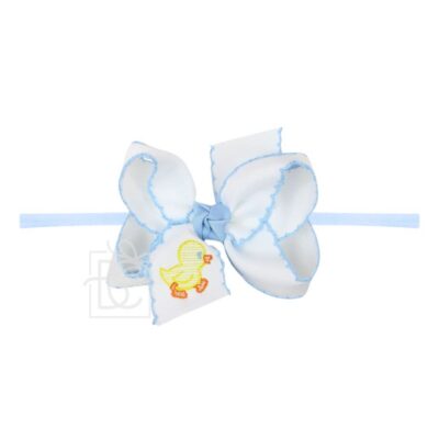 1/4" Pantyhose Headband w/ Embroidered Chick Crochet Edge Hair Bow | Beyond Creation