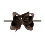 1/4" Pantyhose Headband w/ 4.5" Lg. Embossed Brown Hair Bow