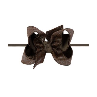 1/4" Pantyhose Headband w/ 4.5" Lg. Embossed Brown Hair Bow | Beyond Creation