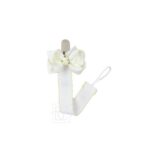 Flower Embellished Crochet Edge Pacifier Clip (White/Antique White)