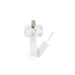 Flower Embellished Crochet Edge Pacifier Clip (White/White)