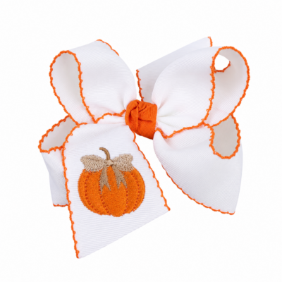 Crochet Edge Bow w/ Classic Pumpkin Embroidery | Beyond Creation