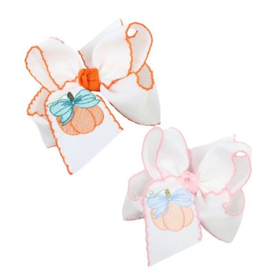 Crochet Edge Bow w/ Bow Pumpkin Embroidery | Beyond Creation